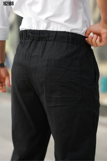 Modayakamoz Men's Elastic Waist Linen Casual Pants