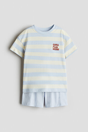 H&M Baskılı Jarse Pijama Takımı