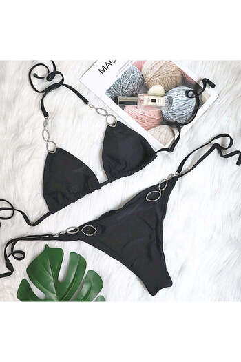 WildFashion 2-piece swimsuit with metallic rhinestone accessories SW2544-1