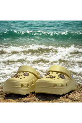Flexter Women's Yellow Fancy Buckle Comfortable Non-Slip Slippers - Suitable for Hospital, Beach and Daily Use Slippers