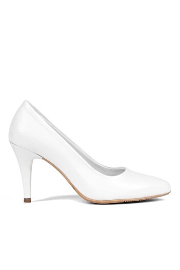 Celal Gültekin Women's White Thin Heeled Leather Classic Shoes