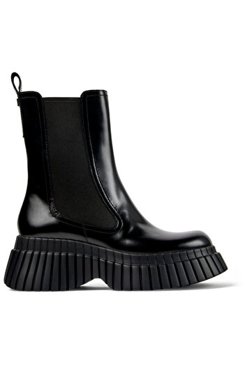 CAMPER Women's Black Genuine Leather Boot With Elastic Detail, High Block Heel, Soft Sole PixBcn