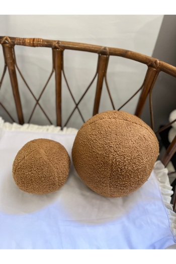 Cherry Bloom Cotton 2-Piece Ball Pillow Brown