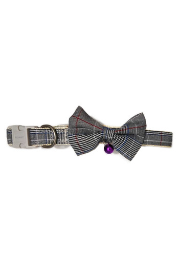 Ropet Bow Tie Collar for Dogs, with Bell, 27-37cm/15mm, Gray, Ropet