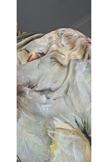Lavena scarfs Ανοιξιάτικη σειρά Floral Pattern Cotton Digital Soft Shawl - Πράσινο