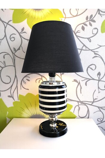 ferayhome Lampshade Lighting Ceramic Oval Black Classic Zebra Black Hat Silver - Feray Home