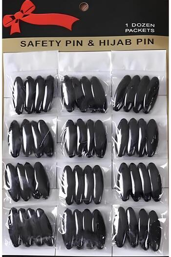 Vi Caro 48Pcs Black Color Safety Pin Scarf Needle Shawl Holder Clip Turban Hijab Clip