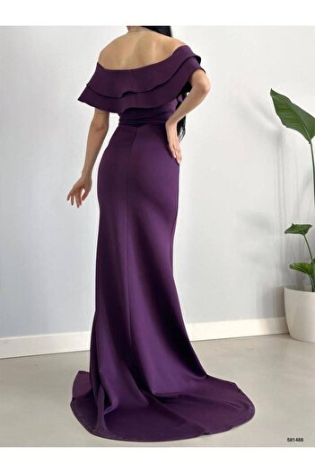 Modafeminen Rochie de seară pentru femei, model pește, din țesătură scuba, cu coadă, nuntă, logodnă, absolvire, rochie violet 581488