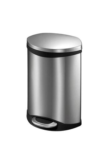 Generic EKO Shell Stainless Steel Semi-Round Non-Slip Step Pedal Bin Silver 10 Liter
