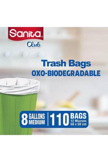 Generic Sanita 110-Piece Club Biodegradable Recyclable Medium Trash Bag White 8 Gal PR21BO0805R11