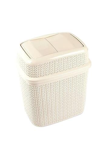 Generic Ucsan Knit Design Plastic Whirlpool Trash Bin Ivory 10 Liter M-1023 IW