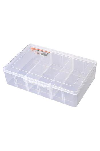 Generic Tactix 3-Compartment Plastic Storage Box with Removable Separators Clear X-Large