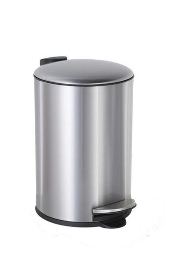 Generic HONEY BEE High-Quality and Durable Round Pedal Bin Silver 5 Liter HDB-20001S