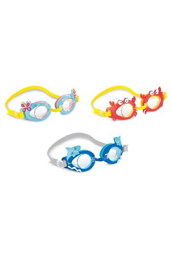 Generic INTEX High-Quality PVC and Silicone Strap Fun Swimming Goggles Assorted Color