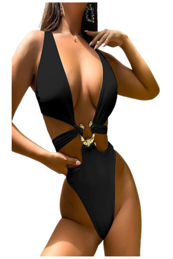 Tessero Elegant women's swimsuit, body type model, U-shaped fastening model, high waisted briefs, d