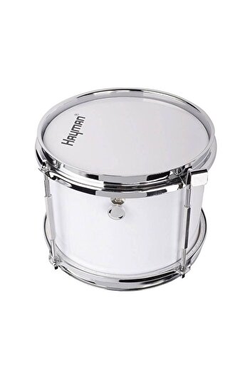 Hayman JSD008WH Premier marching band snare drum white 8” straps sticks