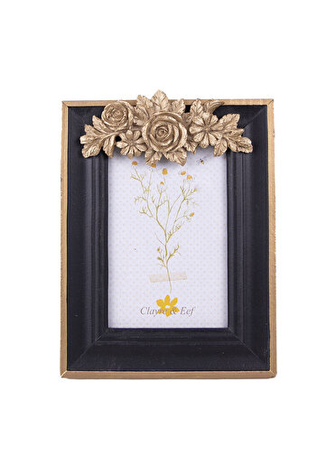 Clayre & Eef Photo frame for wall, MDF black gold 16x1x21 cm, 10x15 cm