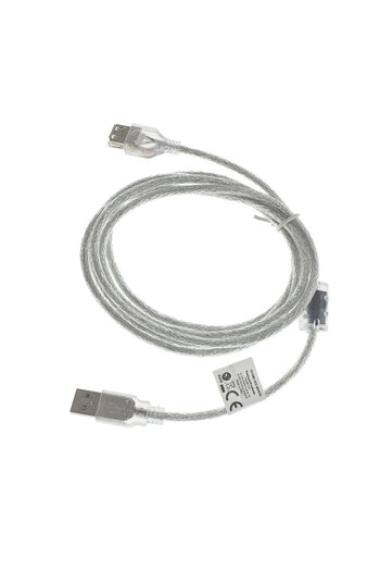 Lanberg USB 2.0 male to USB 2.0 female extension cable, Lanberg 41378, with ferrite, length 180 cm, transparent