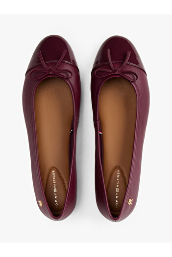 Tommy Hilfiger Tommy Hilfiger Women Rosewood Brown Patent Toe Cap Leather Ballerinas
