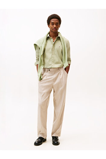 Tommy Hilfiger Men Earth Sage Flex Poplin Solid Shirt