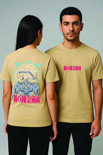 By Caspita Fashion Μπλουζάκι Lenithra Fullmetal Alchemist Brotherhood Alphonse με στάμπα Unisex Oversize μπεζ