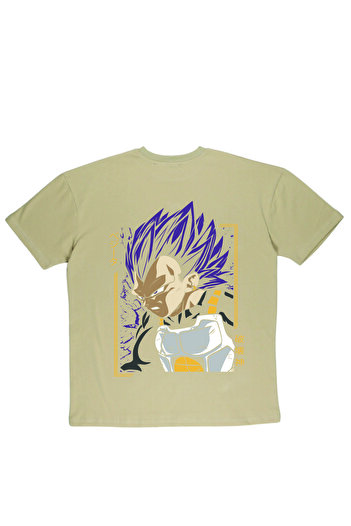 By Caspita Fashion Μπλουζάκι Lenithra Dragon Ball Vegeta Anime με στάμπα Unisex Oversize μπεζ