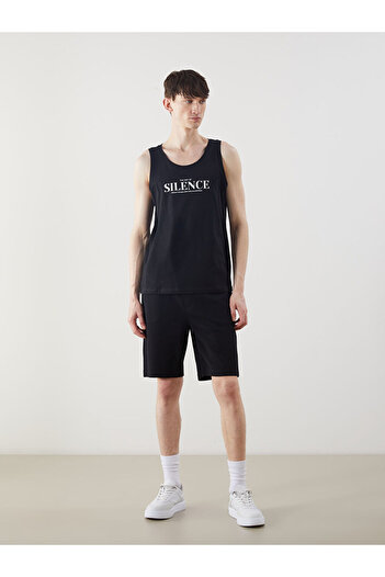 LC Waikiki Black Crew Neck Printed Men's Sleeveless T-Shirt