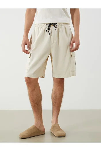 LC Waikiki Beige Comfortable Fit Men's Cargo Shorts
