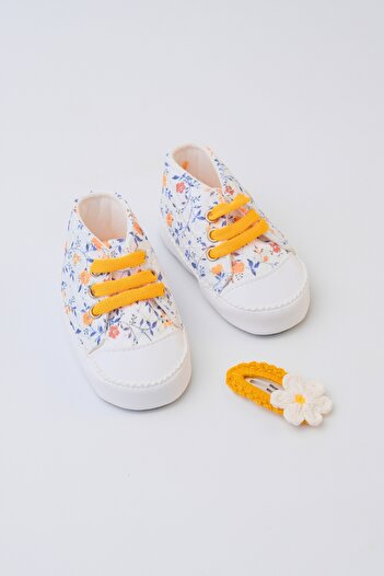 Nami Baby Çiçek Desenli Kız Bebek Spor Patik Ayakkabı ve Çıt Çıtlı Toka