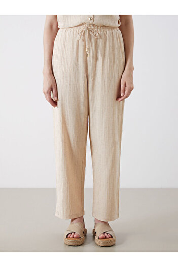 LC Waikiki Women's Linen Blended Pants with Elastic Waist