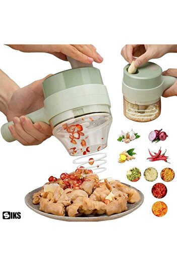 SIKS 4 in 1 Electric Food Chopper, Ideal for Cutting Meat, Vegetables, Chopping Spices, Green