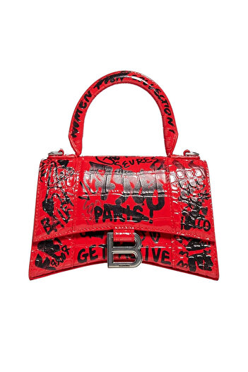 Balenciaga HOURGLASS XS TOP HANDLE BAG GRAFFITI - BALENCIAGA - ONE SIZE, RED