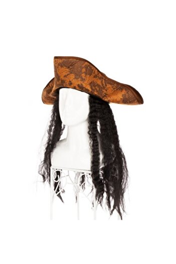 ForWhat Black Hair Captain Show Hat for Bureau Home Office Event Pirate Costume