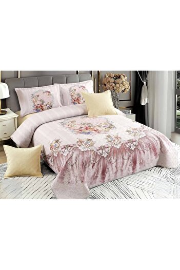 CHIRASO CHIRASO Velvet Duvet Cover Set, 5 Pieces, 230x250, Flower Print, cream-white
