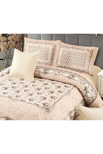 CHIRASO CHIRASO Velvet Duvet Cover Set, 5 Pieces, 230x250, Abstract Print, Cream Brown