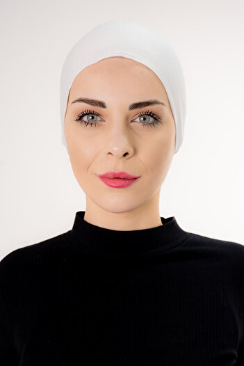 Şalcenneti.com White Color Bonnet with Seamless Tie on the Front