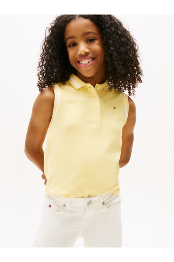 Tommy Hilfiger Girls Citronella Tipped Collar Short Sleeve Polo T-Shirt