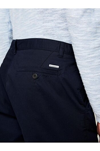 Sisley Stretch Cotton Fabric Waistband Hole Curled Leg Short Shorts Men's Navy Blue Shorts - 324P4Teqs900Z