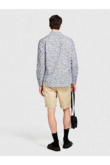 Sisley Stretch Cotton Fabric Waistband Hole Curled Leg Short Shorts Men's Beige Shorts - 324P4Teqs900Z
