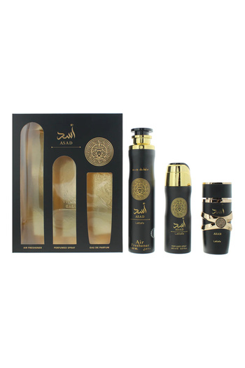 lattafa Asad Gift Set, Lattafa, eau de parfum 100 ml + deo spray 200 ml + room air freshener 300 ml, men