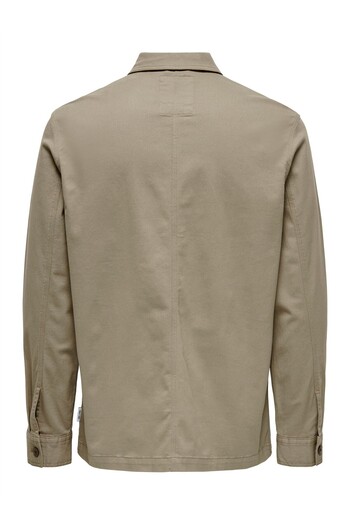 Only & Sons Onsdiego Twill Ls Chore Overshirt Men's Brown Uk Shirt - 22030121