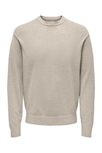 Only & Sons Onsleon Life Reg 12 Pbt Crew Knit Men's Beige Sweater - 22030507