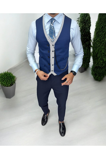 dehaine Men's vest, casual, blue, 13222, slim fit