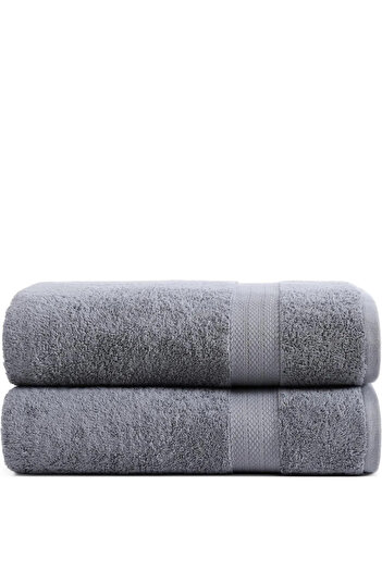 KAYABEY HOME Γκρι διπλή μεγάλη πετσέτα μπάνιου 100% βαμβακερή πετσέτα ντους με ριγέ σχέδιο 90 X 150 cm