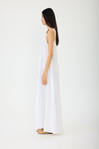 SEVİLEN Beaded Strap Linen Dress