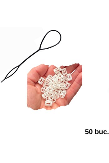 ZLBoutique Set 50 White Hair Rings + Applicator, Stick Model, 1x0.6cm, PLA-Biodegradable