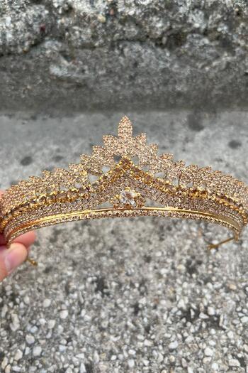 Hobigram Daniela Gold Bridal Henna Crown Αξεσουάρ ειδικής περίστασης Γυναικείο αξεσουάρ μαλλιών στέμμα – Κορώνα, Κρυστάλλινη Πέτρα