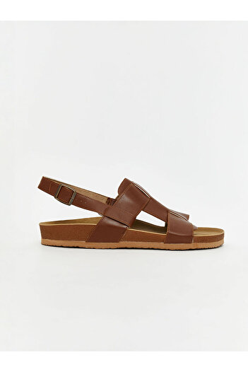 LC Waikiki Brown Leather Look Women's Sandals