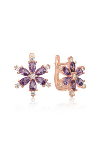 norsary Silver Purple Lotus Flower Women's Earrings