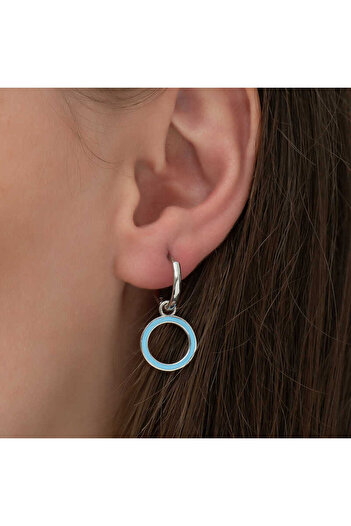 norsary Silver Phosphorescent Blue Oval Earrings